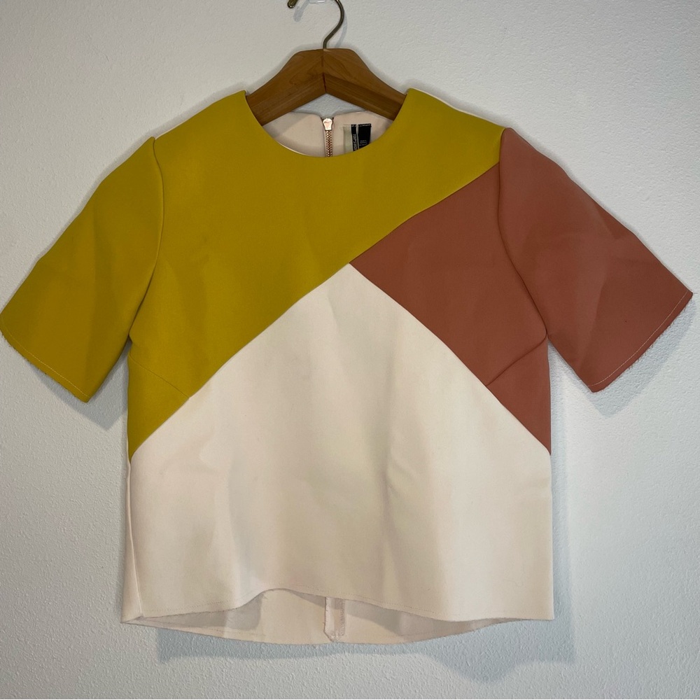 Rare Topshop size 4 Tricolor Colorblock Top Boho Geometric Neo Nostalgia
